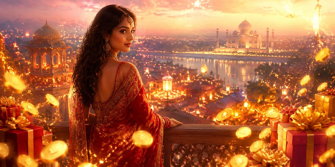 Players betting on Andar Bahar with a view of Taj Mahal background